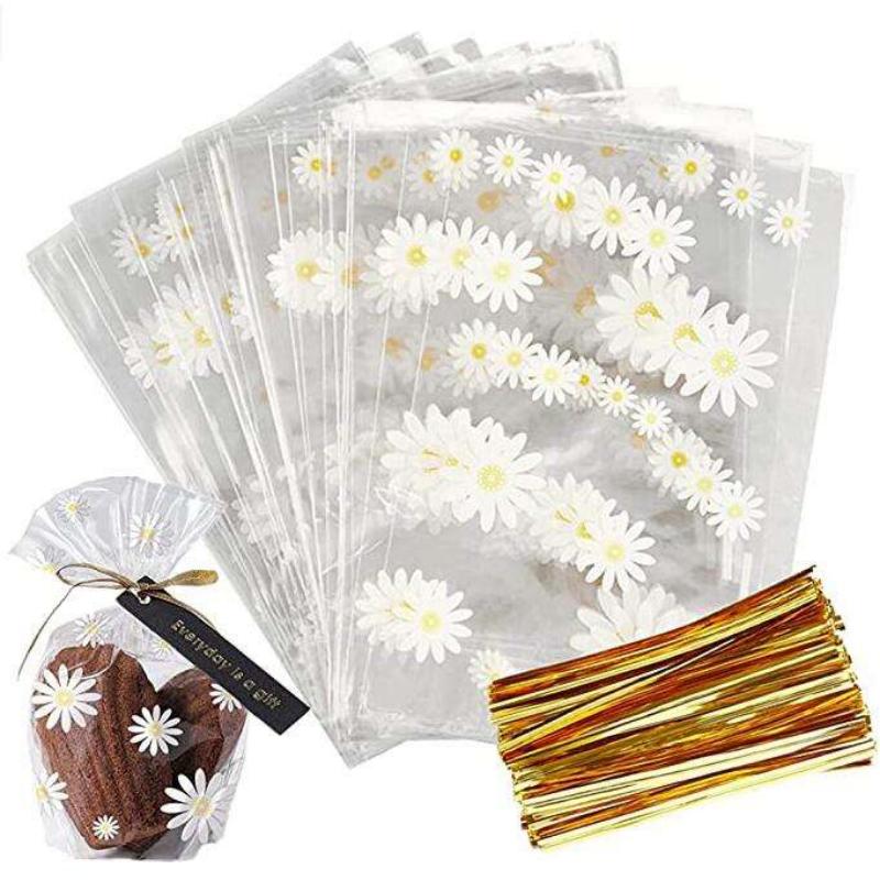 Wholesale Clear Flowers Pattern Cookie Packing Plastic Gift Bags for Party