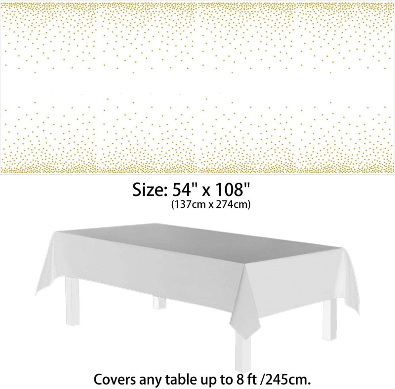 Wholesale 54" x 108" Rectangle Gold Dot Disposable Plastic Tablecloth Party