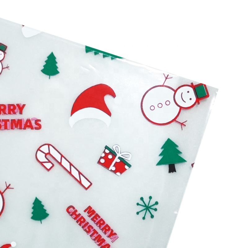 Printed Christmas Cello Cellophane Treat Bags Clear Candy Cookie Bags