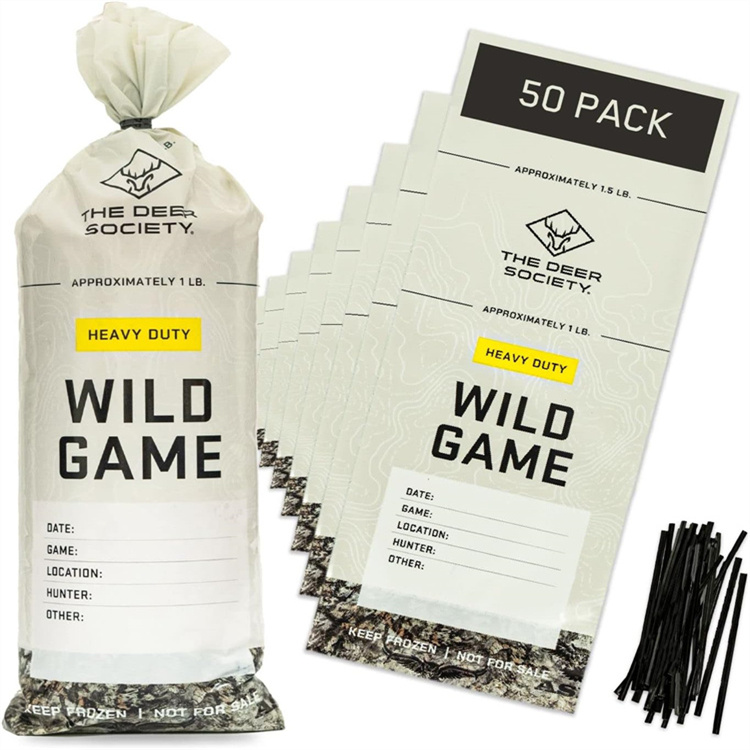 Custom Printed Logo Plastic Pouch Pvc Small Frosted Zipper Bag 6cm For 2lb White Wild Game Bag