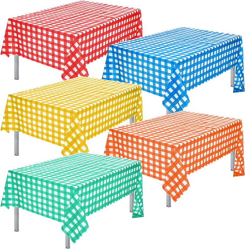 Wholesale Disposable Checkered Plastic Tablecloths 54 x 108 Inch