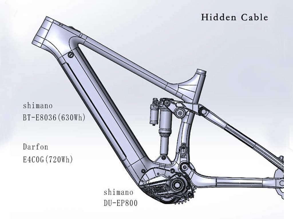 Fully Internal Cable Routing Suspension Electric MTB Frame