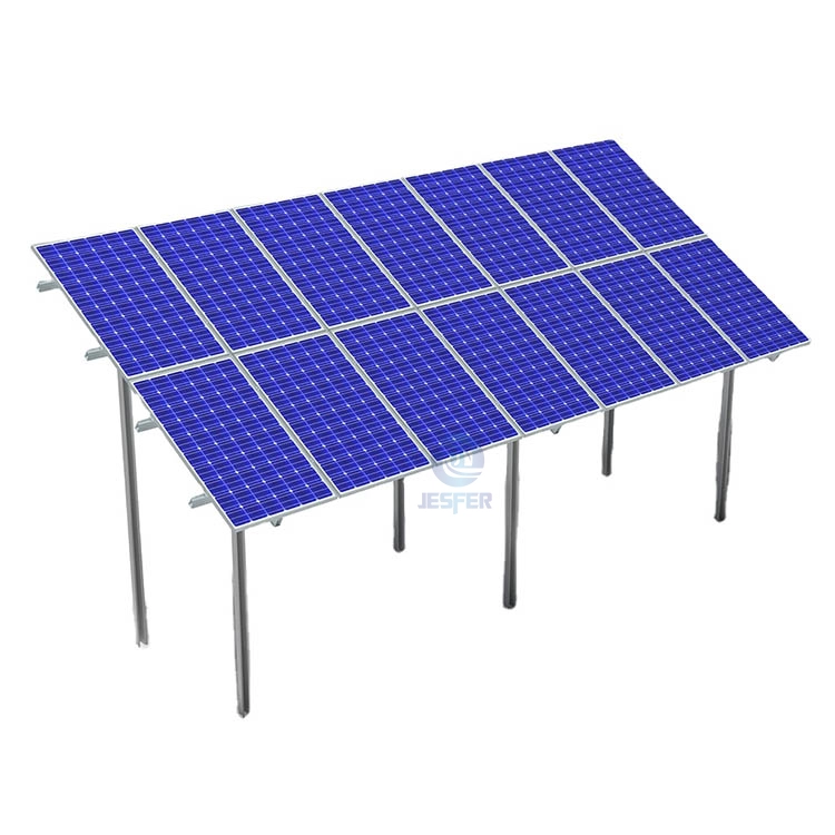 Carbon Steel Dual Pille Solar Modules Ground Mounting Structure
