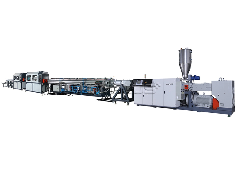 Double outlet PVC pipe extrusion line