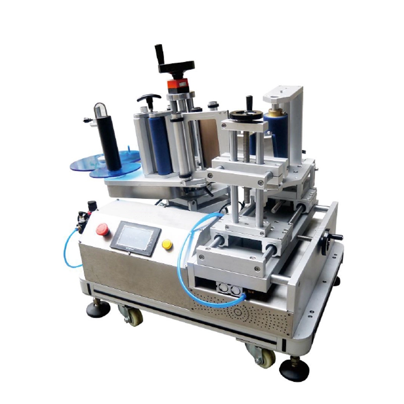 Semi automatic vertical glass and plastic round bottle labeling machine