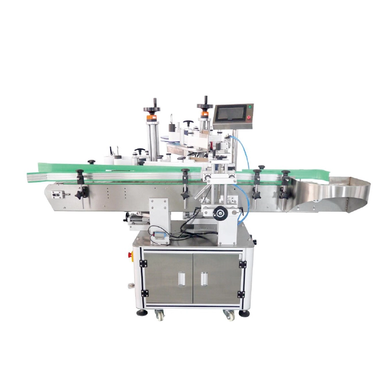 Automatic soy round bottle sauce upper and lower labeling machine