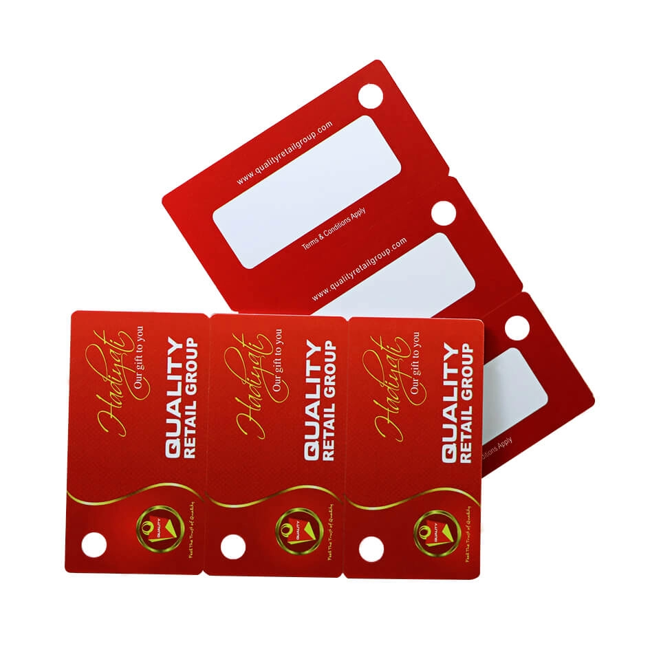 Printable CR80 30Mil 3Up Pre-Punched Key Tag PVC Cards For Promotion