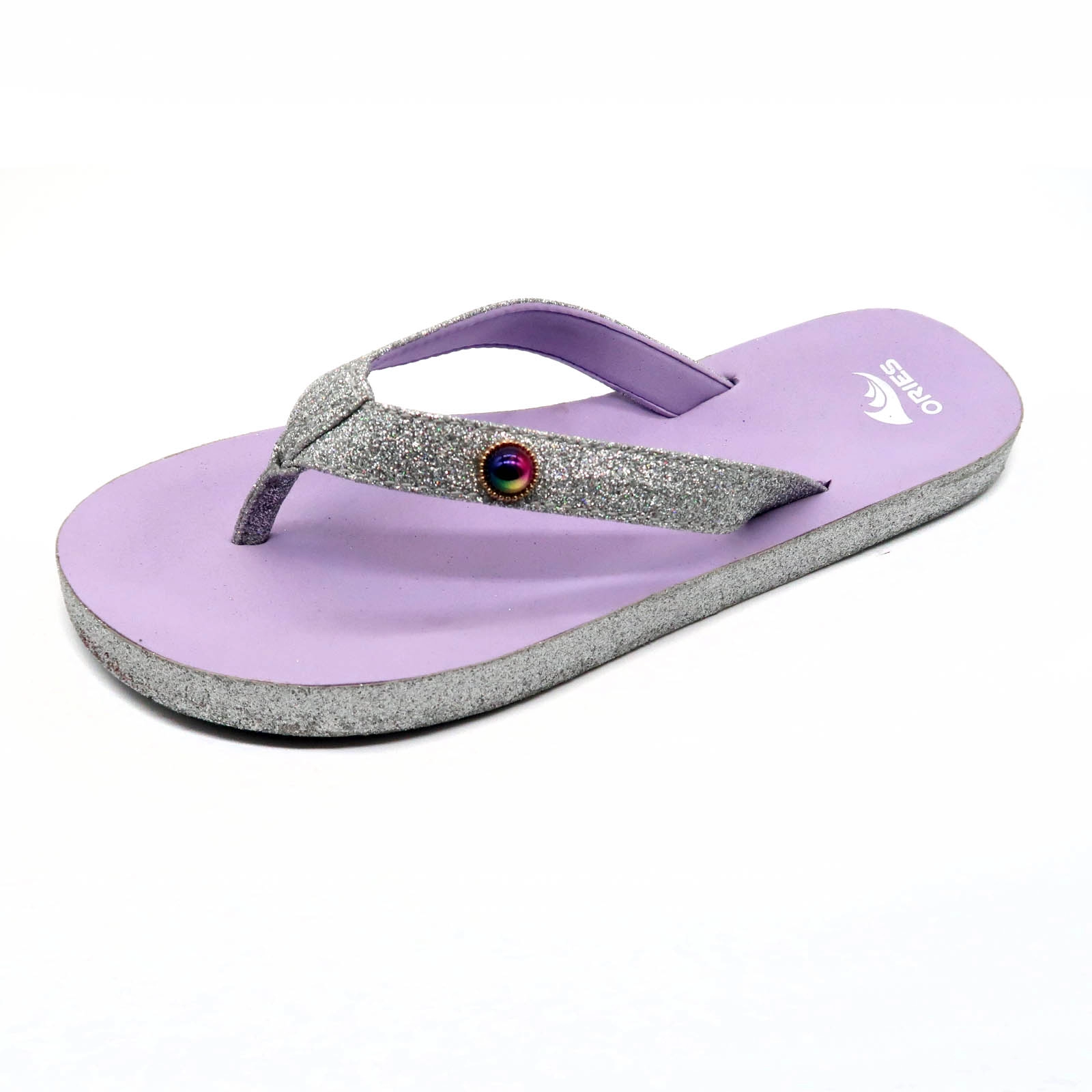 Gleit shinny material on sole edge and strap fashion girl Flip Flops Sandal