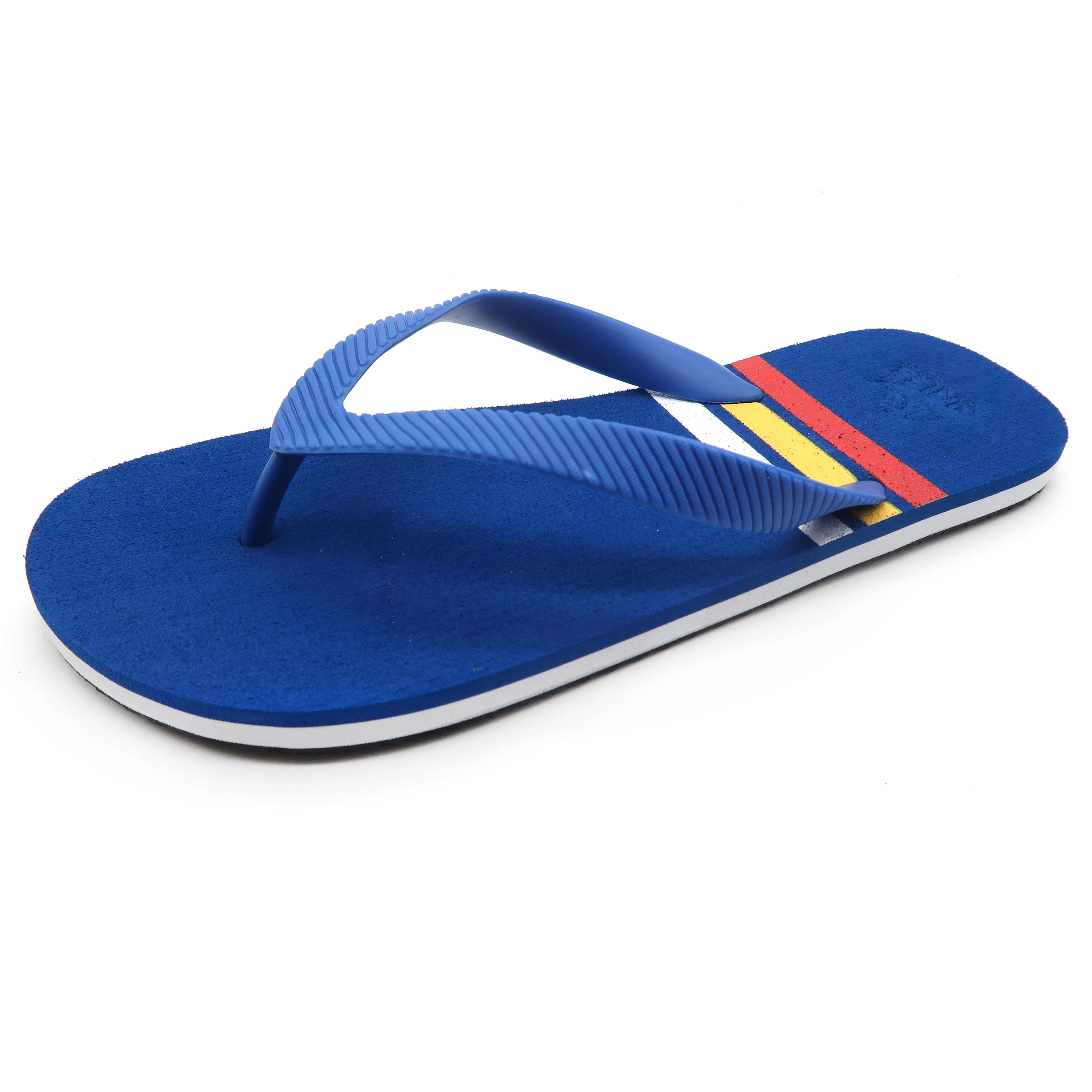 Pure color embossed logo British style men flip flops slippers