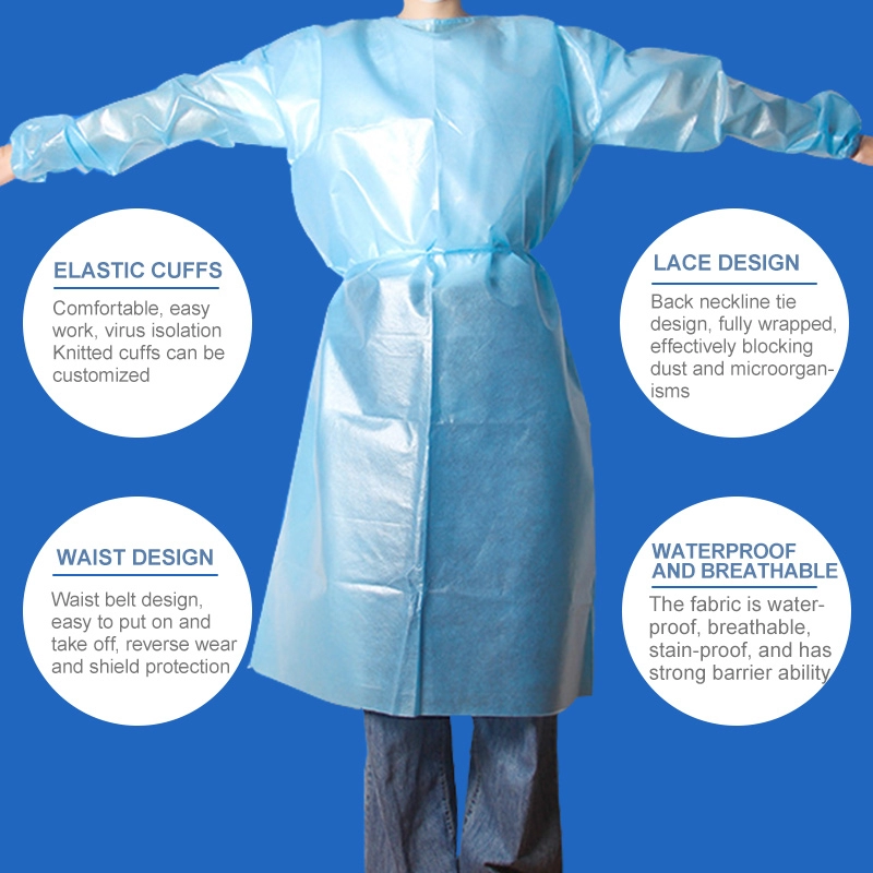 Disposable isolation gown level 2  PP,PPand PE
