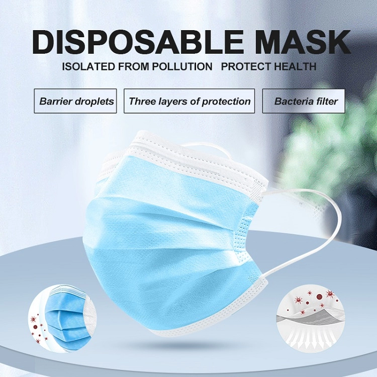 50PCS Civil Disposable Customized 3ply Nonwoven mask EN14683