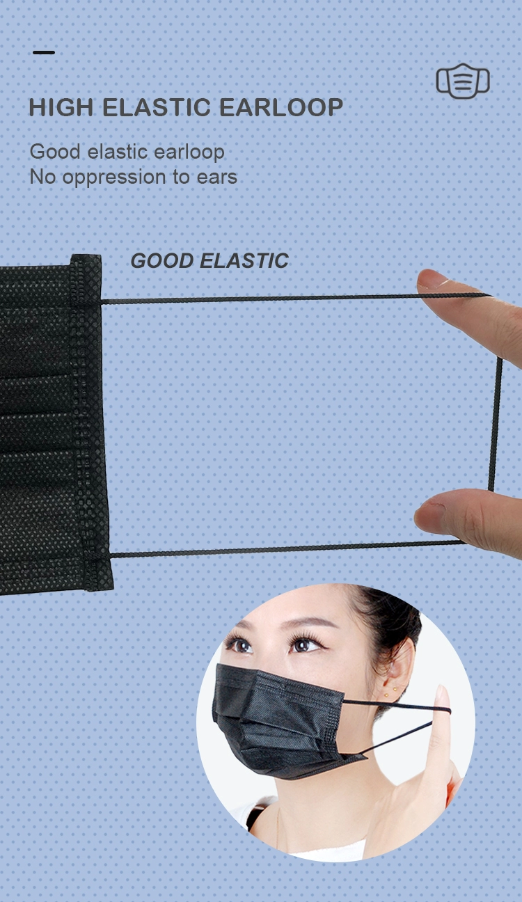 Disposable black protective face mask