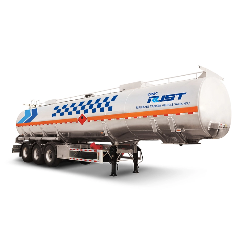 Aluminum without auxiliary beam liquid tank semi trailer - CIMC RJST Liquid truck