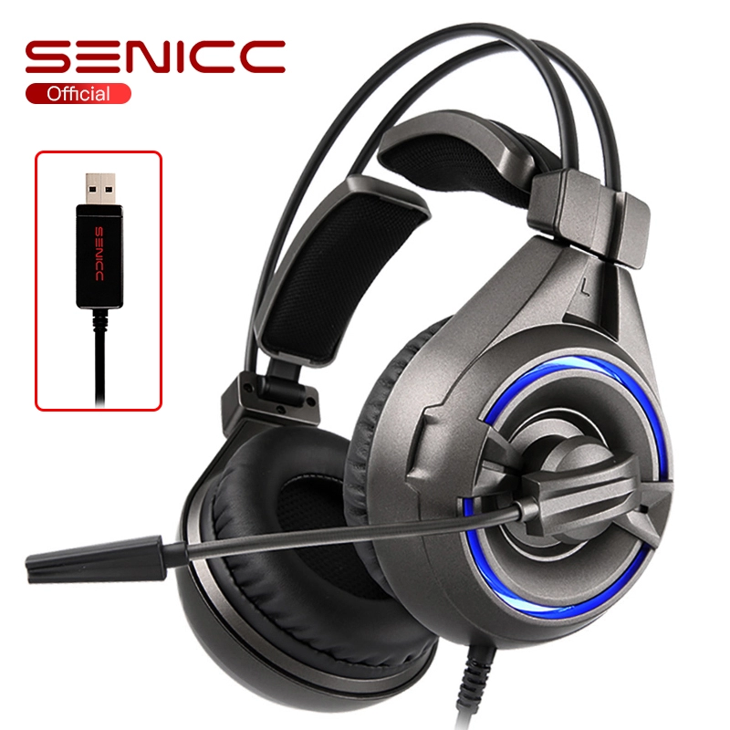 SENICC A6 Virtual 7.1 USB  gaming headset with led mic