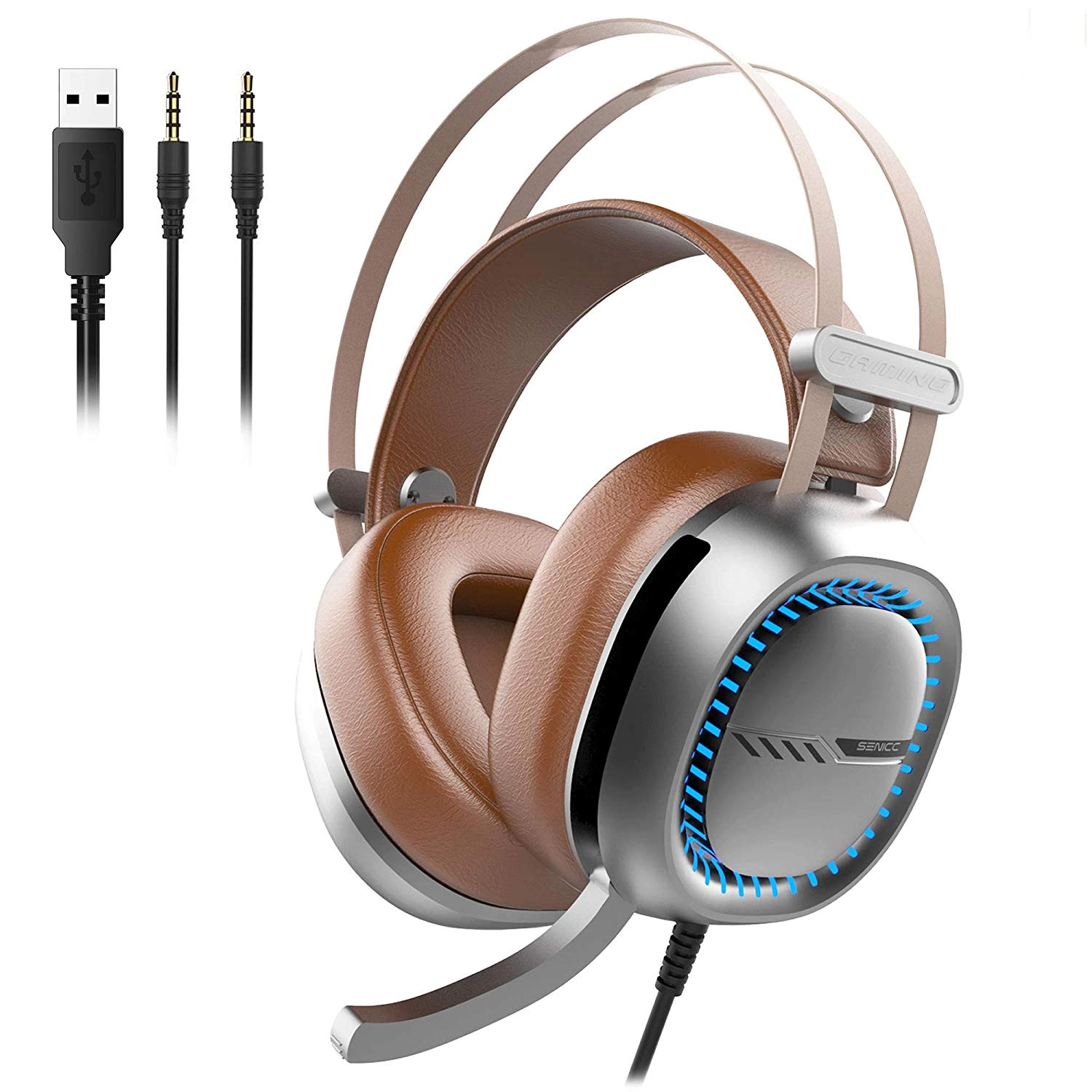 Somic W245 stereo gaming headset 40mm speaker 3.5mm+USB plug big ear cushion with LED light OEM/ODM