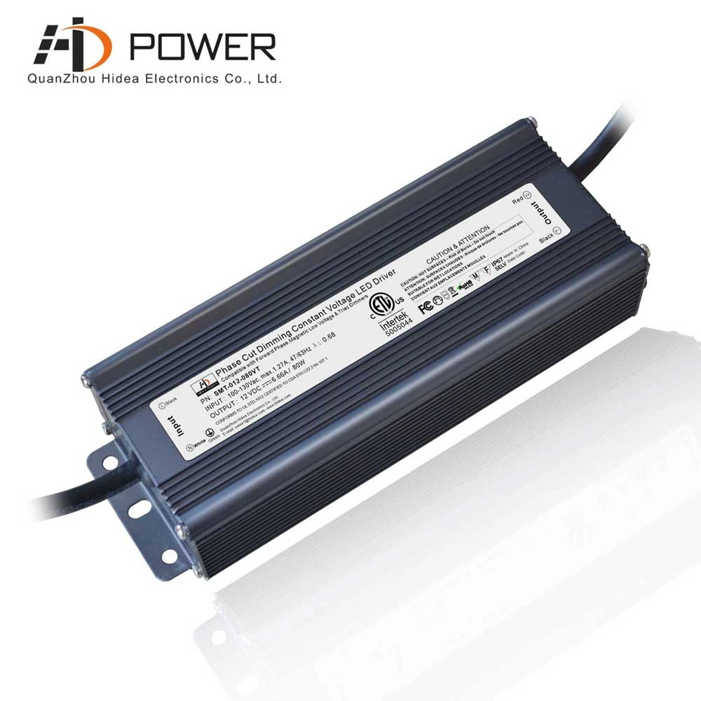 waterproof IP67 12v 80w dimmable power supply for led lights