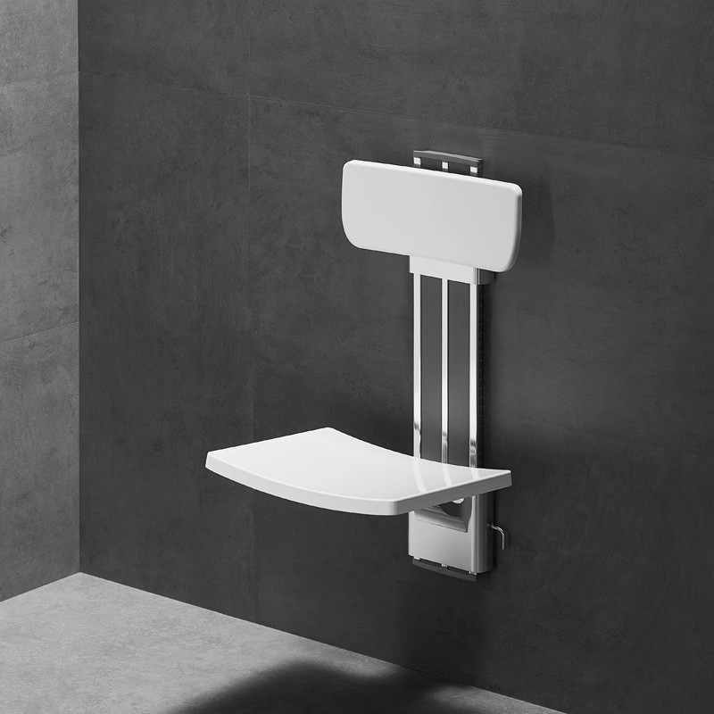 wall fixed shower seat with backrest adjustable