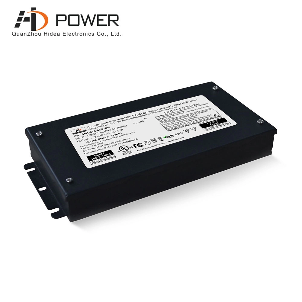 UL certification Class 2 60w led driver 0 10v dimming built in junction box