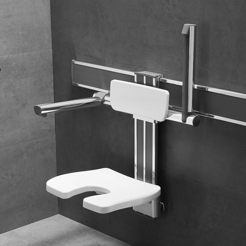Wall Hung Shower chair with U-shaped cutout