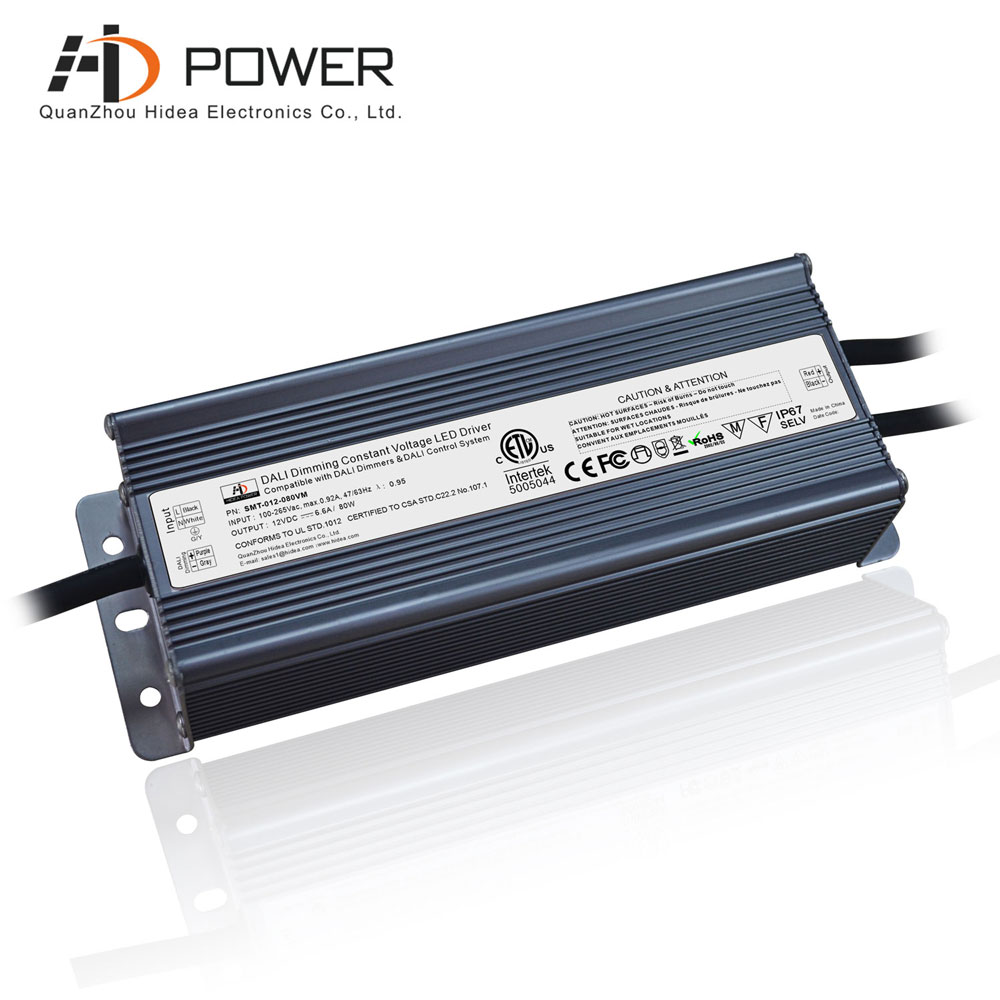 12v 80w dali dimmable led driver for outdoor use