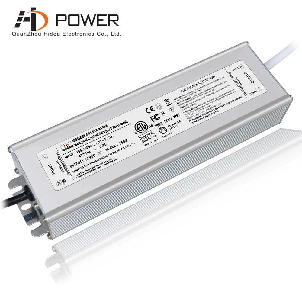 12v led strip light driver 250w aluminum case IP67