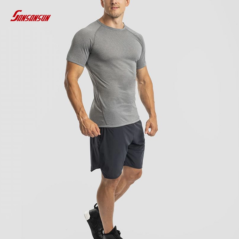 Men Professional Sport Fabric Fitness Tight Gym Shirts
