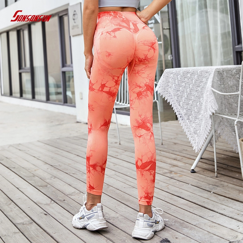 Women Workout Wear Tie Dye Seamless Leggings