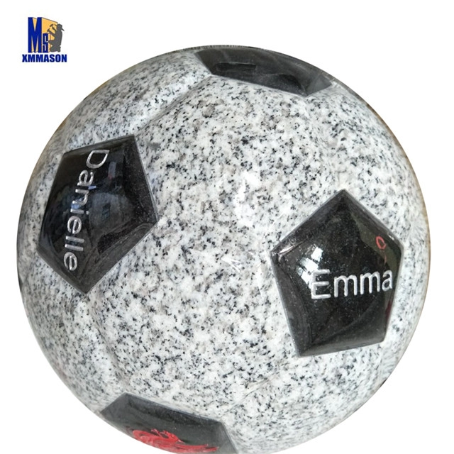 Carved Football in Granite Viscount White and Indian Black for Sale