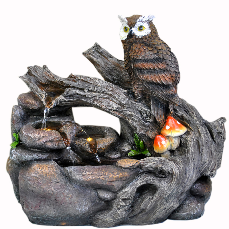 Woodland Hidden Falls Water Feature with Owl
