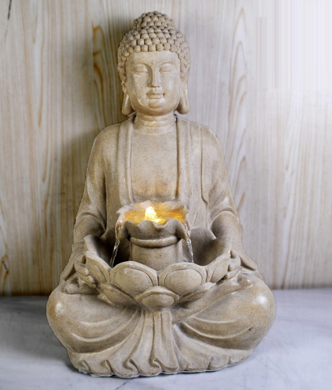 Solar Meditating Buddha Water Feature
