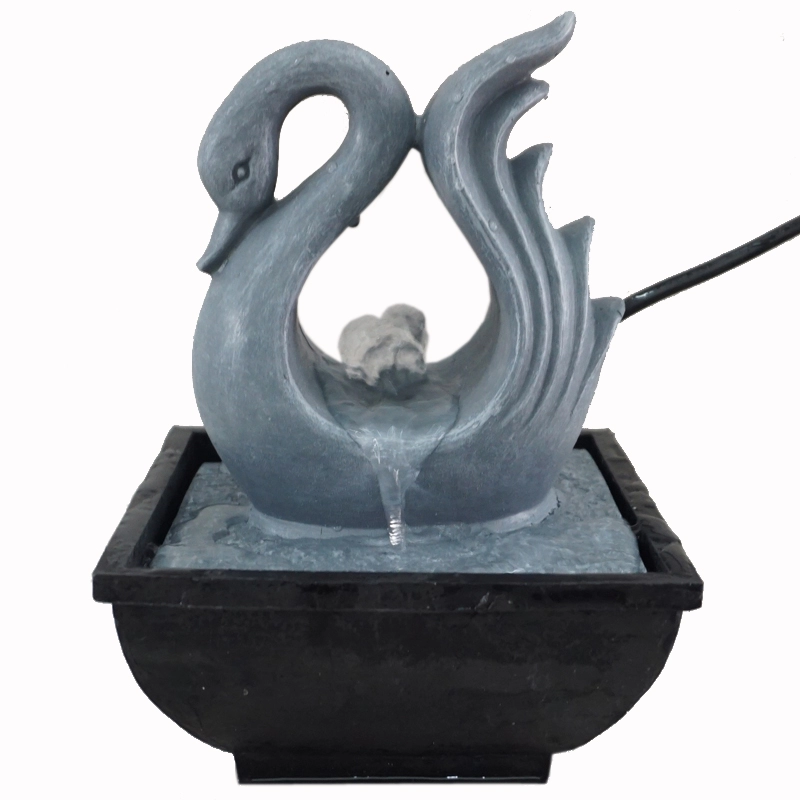 Grey Stone Effect Swan Bird Table Fountain