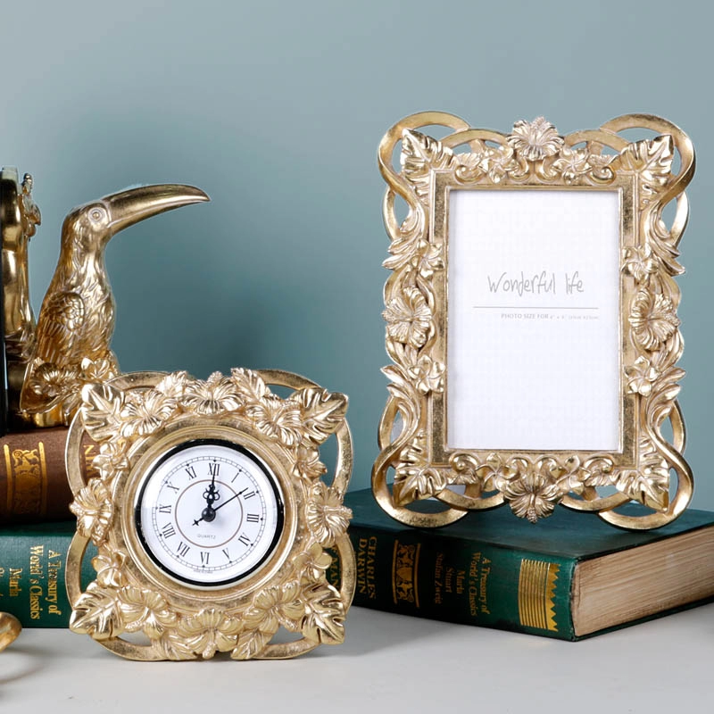 Classical Flower photo frame collection with tray and clock