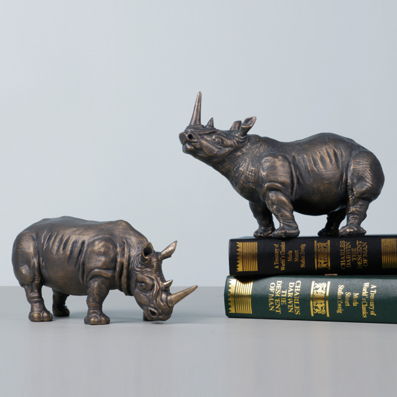 Sculpture Rhinoceros Copper / Gold Art Collection