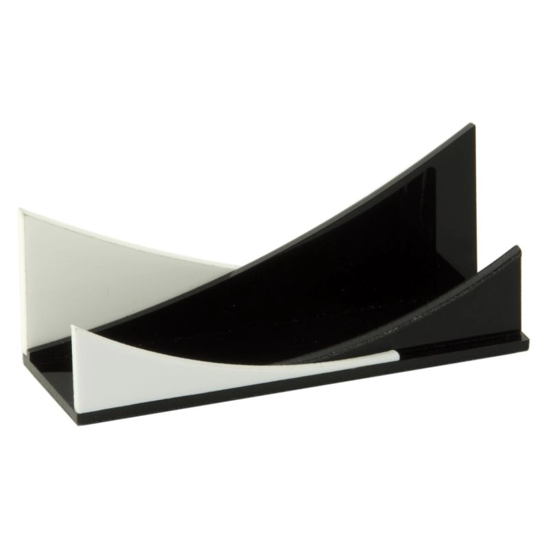 Acrylic black and white business card holder