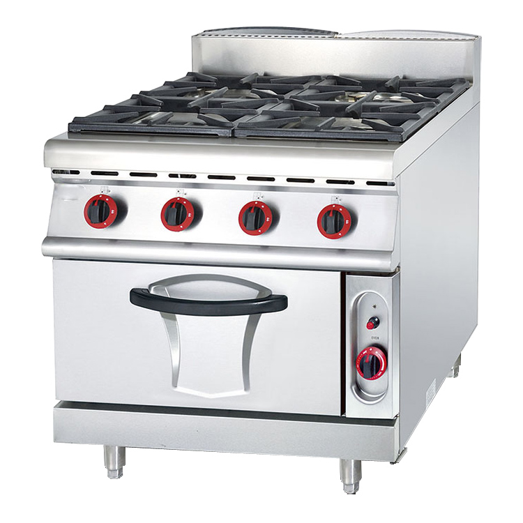 Commercial Kitchen Equipment 4 Burners Gas Stove With Electric Oven