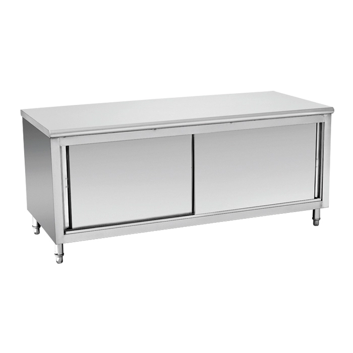 Restaurant Hotel Equipment Stainless Steel Kitchen Table Cabinet With Sliding Doors