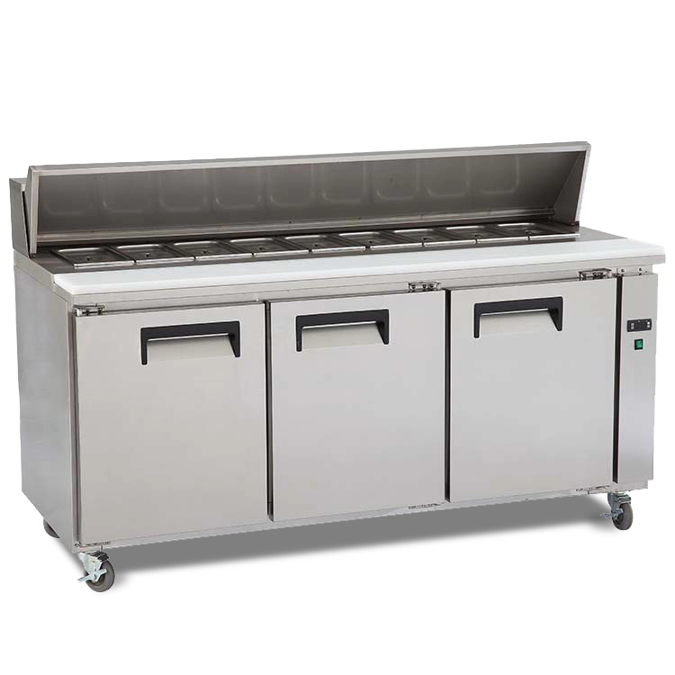 KT2 Restaurant Kitchen Stainless Steel Pizza Workbench Refrigerator with Cover