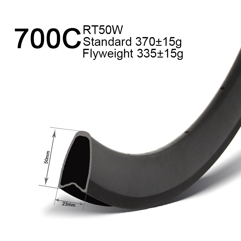 700C 23mm Width 50mm Depth Road Bike Carbon Tubular Rims
