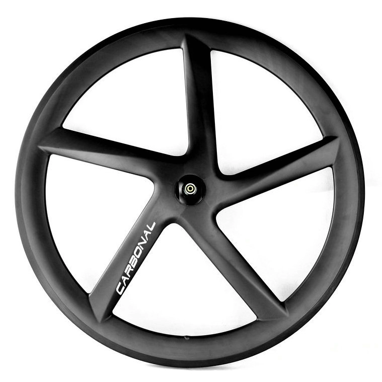 Carbon 5 spoke wheels 55mm deep clincher tubeless ready front wheel
