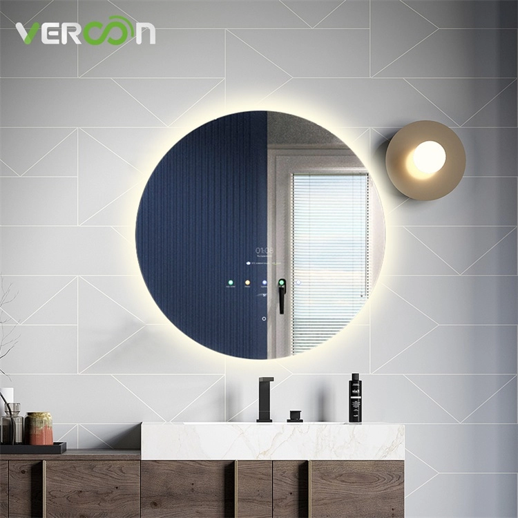 Waterproof frameless wall mounted anti-fog backlit smart vanity mirror