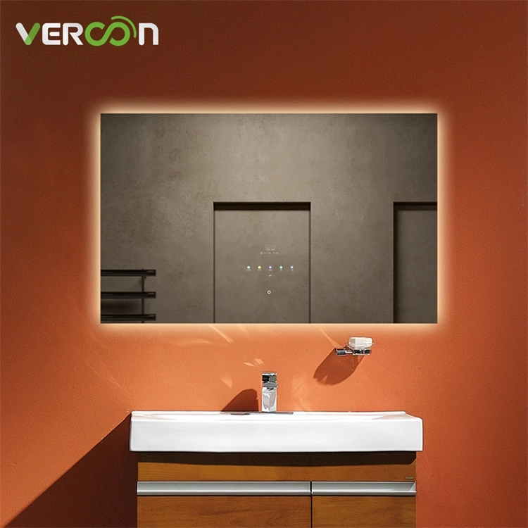 Wall Hanging Large Shower Mirror Adjustable Brightness Smart LED Bathroom Mirror with Touch Screen