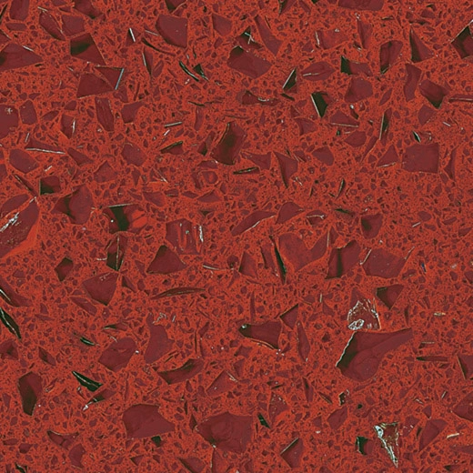 OP1801 Stellar Red Artificial Quartz Tiles For Hotel Flooring Tiles