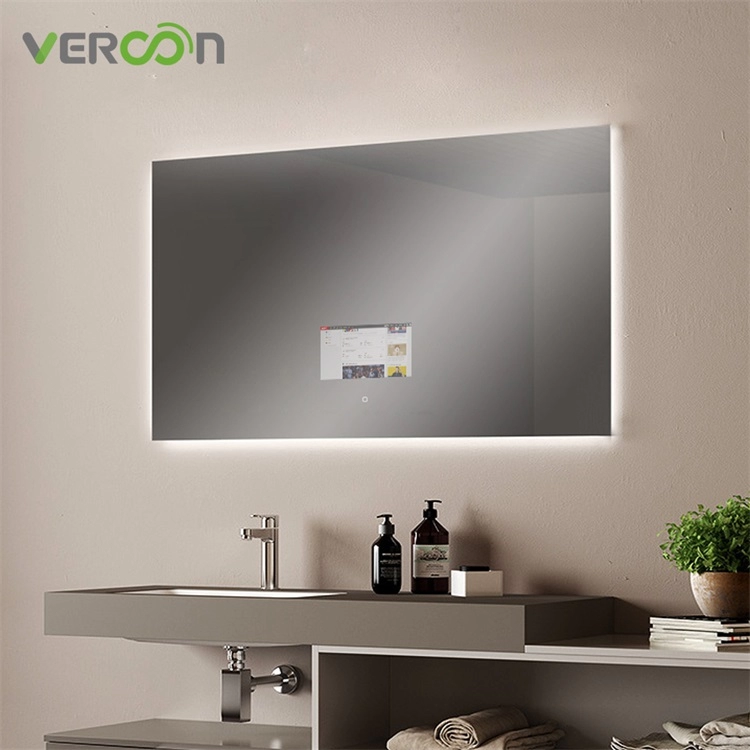 vercon smart mirror android os 11 with 10.1" touch screen tv mirror bathroom mirror