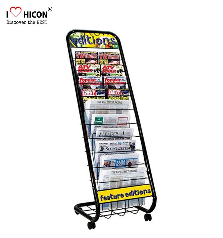 Experienced Movable Floorstanding Newspaper Magazine Brochure Display Rack