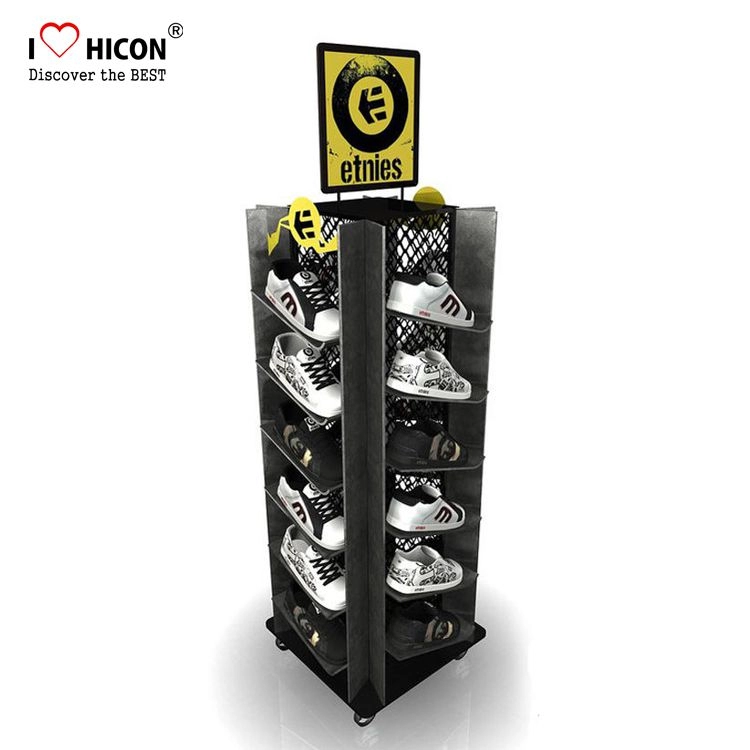 In-store Marketing Metal Floor Retail Sports Shoes Display Rack Stand