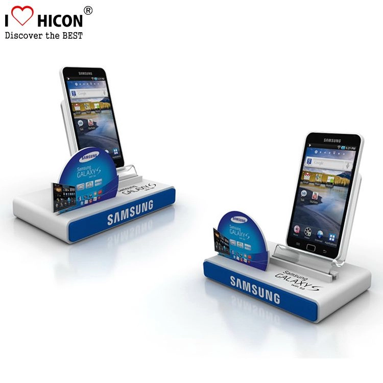 White Customized Metal Counter Top Camera Display Stand with Screen