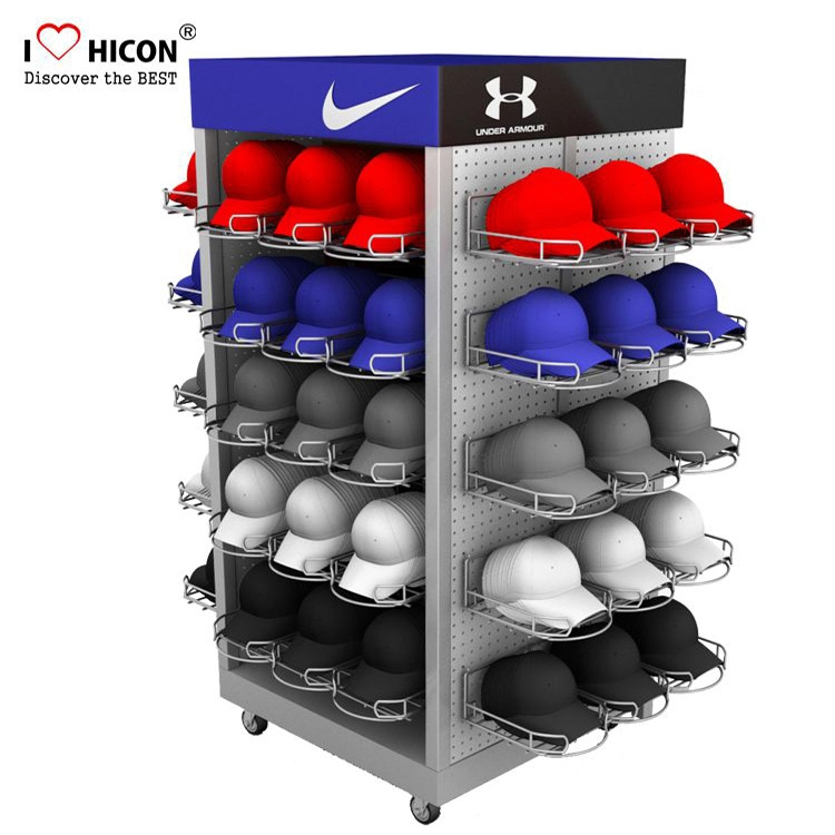 Athletic Metal Multiple Hat Display Rack Wholesale For Retail Store