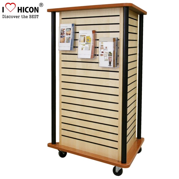 Customized Wood Rolling Slatwall Display Fixtures For Retail Store