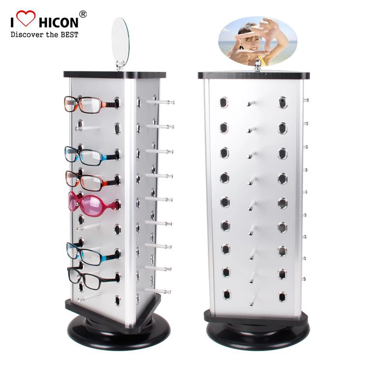 Fashion Customized Metal Sunglass Spinner Display Rack With Mirror