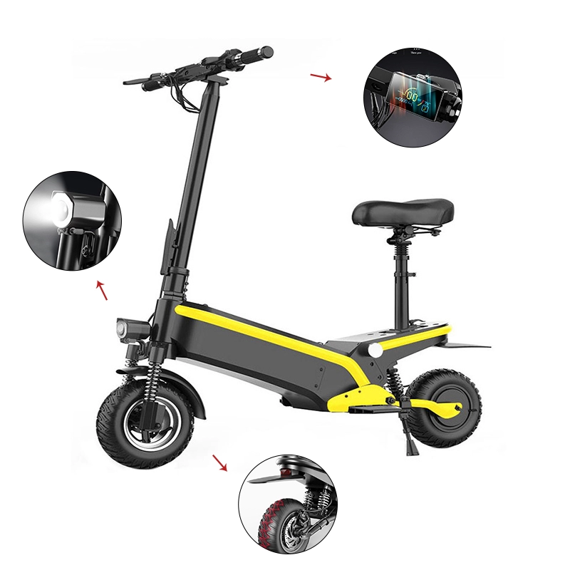 10" Solid Tires - Up to 50 Miles & 30 MPH Folding Commuting Scooter for Adults with Double Braking System, Rear Suspension Electric Scooter